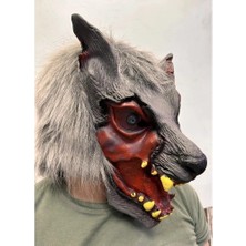 Herşeytrend Kafaya Tam Geçmeli Lateks Dişli Ağzı Açık Kurt Maskesi