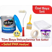 Filli Boya Momento Silan 2,5 Lt Beyaz Boya Seti + Rulo + Fırça + Maskeleme Bandı + Örtü + Selsil Pak Hediye