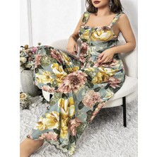 Hsc Bilişim Özel Tasarım Büyük Beden Çiçek Desenli 2'li Pijama Takımı