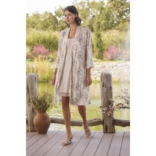 Hsc Bilişim Çiçek Desenli ve Dantelli Sabahlık Takımı