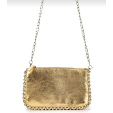  kadın eskitme görünümlü zincir askılı boncuk detaylı 3 bölmeli suni deri abiye-günlük clutch çanta