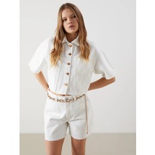 Lc Waikiki Yeni Sezon Crop Kadın Jean Gömlek