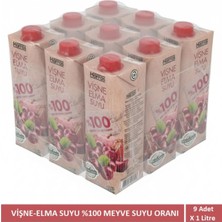 Harras %100 Vişne Elma Suyu 9 x 1 Litre | Katkısız Doğal | Şeker Ilavesiz ve Alerjen Içermez