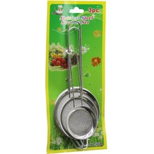 My Best Store 3pcs Set  Mini= 5-7-8cm Tel Süzgeç Metal Çerçece Metal Sap=8.5-10.5-10.5cm (4887) Mybeststore-
