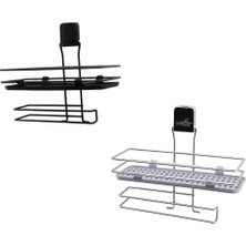 My Best Store Metal Mix : Siyah - Krom Roza Raflı Kağıt Havluluk Yapışkanlı Montaj - Pls Raf (4887) Mybeststor