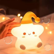 My Best Store Yıldız Figürlü Pofuduk LED Gece Lambası – Yumuşak Dokulu Masaüstü Aydınlatma, Çocuk Odas