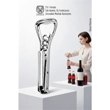 MiraLive 3’ü 1 Arada Profesyonel Çelik Tirbüşon: Lüks Şişe ve Kavanoz Açacağı Kombine Set