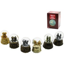 My Best Store Orta Boy - 8cm Pilli - Işıklı Müzikli Kar Küresi Cam Eskitme Insan Figürlü - Desen Mix