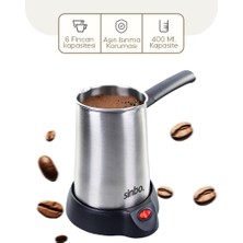 My Best Store Çelik Elektrikli Cezve Türk Kahve Makinesi - 6FİNCAN=400ML Çift Yönlü Dökme Ağız 360 D