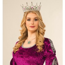 My Best Store Taşlı Rönesans Kostümlü Kraliyet Ortaçağ Gümüş Kraliçe Prenses Tacı (4887) Mybeststore-4