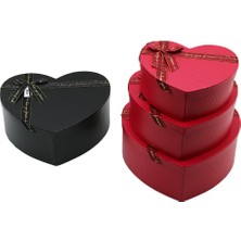 My Best Store 3pcs Kalp Mat Mix Renkli - Kabartma Desen Karton Hediye Kutusu Kurdelalı 31X28-27X24-23X20CM (488