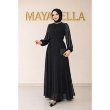 Maya Bella Kolları Işlemeli Tesettür Abiye