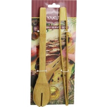 My Best Store 2 Pcs Ahşap Bambu Maşa Seti Ince Izgara - Kaşıklı Servis Maşa (4887) MYBESTSTORE-482957