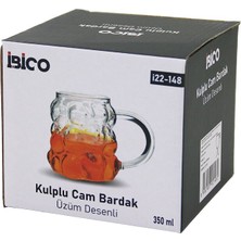 My Best Store Üzüm - Kabarcıklı Kulplu Cam Bardak Termisil - Isıya Dayanıklı Borosilikat 350ML (4887) Mybest