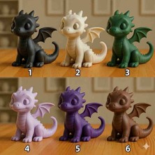 Talaşoğlu 3D Tasarım Dekoratif Bebek Ejderha Figürü - Dayanıklı Petg Malzeme - 6 Renk Seçeneği