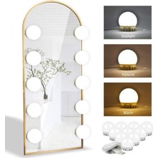 My Best Store Nostalji Hollywood Tarzı 10'lu Makyaj Masası Aynası Beyaz LED Işıklı Lamba USB (4887) Myb