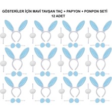 My Best Store Mavi Tavşan Kostüm Seti – Taç, Papyon, Ponpon (12’li Paket) (4887) MYBESTSTORE-482957