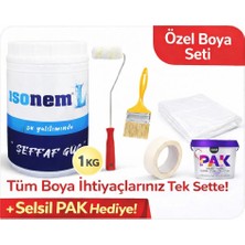 İsonem Isonem Şeffaf Güç 1 kg Su Yalıtım Boyası + Özel Boya Seti (Rulo, Fırça, Maskeleme Bandı ve Selsil Pak Hediyeli)