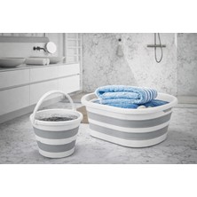 Yoyo 2'li Set / 25 Lt Akardiyon Katlanır Çamaşır Sepeti ve 11 Lt Katlanır Oval Kova / Katlanabilir