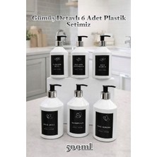 Ayça Home 6'lı  Plastik Gümüş Detaylı 500 ml Mutfak Banyo Düzenleyici Etiketli Set
