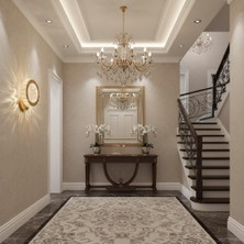 Elizim Home Lighting Halka Kristal Taşlı Gold Ledli Aplik