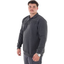 Maruf Shop Erkek Battal Beden 158 Kiloya Kadar Uygun Bedenli Geniş Kalıp Baskılı Polo Yaka Selanik Sweat
