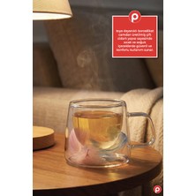Pazarika Çift Cidarlı 210 ml Cam Kupa - Isıya Dayanıklı Borosilikat Tüylü Bardak