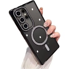 Kip GSM Galaxy S26 Ultra Uyumlu Kılıf Simli Magsafe Şarj Destekli Kamera Lens Koruma Parıltılı Kapak