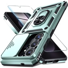 Kip GSM Galaxy S26 Ultra Uyumlu Ekran Koruyucu Kılıf Sürgülü Yüzüklü Standlı Darbe Emici Tank Kapak