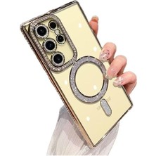 Kip GSM Galaxy S26 Ultra Uyumlu Kılıf Simli Magsafe Şarj Destekli Kamera Lens Koruma Parıltılı Kapak