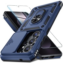 Kip GSM Galaxy S26 Ultra Uyumlu Ekran Koruyucu Kılıf Sürgülü Yüzüklü Standlı Darbe Emici Tank Kapak