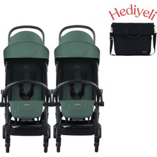 Bumprider Connect³ Ikiz Bebek Arabası Black-Grey & Yan Bakım Çantası Hediyeli