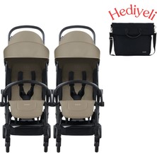 Bumprider Connect³ Ikiz Bebek Arabası Black - Sand & Yan Bakım Çantası Hediyeli