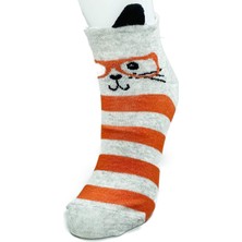 Toyigoo 3 Çift Kedi Temalı 3 Boyut Kulaklı Pamuklu Esnek Kadın Bilek Çorap TYG-84037RS