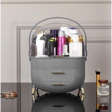 Toyigoo Kozmetik Makyaj Düzenleyici Organizer Gri Taşıma Kulplu Çekmeceli TYG-84037RS