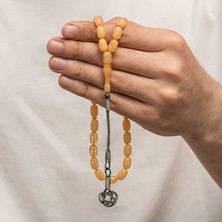 İntora Gümüş Kazaz Püsküllü Sıkma Kehribar Tesbih