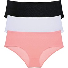 Toyigoo 3 Adet Kadın Yüksek Bel Bato Külot Siyah Beyaz Pudra TYG-84037RS