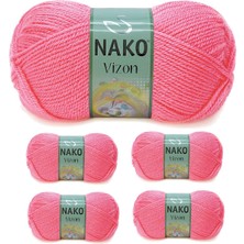 Toyigoo 5 Adet Vizon Premium Akrilik El Örgü Ipi Yünü Renk NO:236 Gül Pembe TYG-84037RS