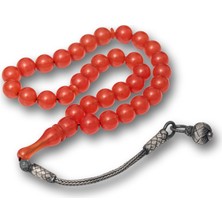 İntora Gümüş Top Kazaz Püsküllü Yuvarlak Sıkma Kehribar Tesbih