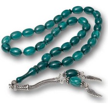 İntora Gümüş Püsküllü Sıkma Kehribar Tesbih