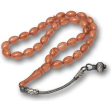 İntora Gümüş Top Kazaz Püsküllü Sıkma Kehribar Tesbih