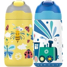 MarkEntegra 350 ml Çocuklar Için Pipetli Paslanmaz Çelik Matara Seti (2'li)