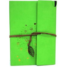 İntora Defter Deri Kaplı Ağaç Baskılı Hediyelik