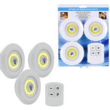 Twin Store 3lü Uzaktan Kumandalı Yapışkanlı Kablosuz LED Spot Lambalar