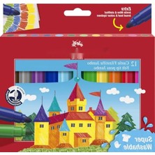 MarkEntegra Jumbo Keçeli Kalem Seti - 12 Renk, Yıkanabilir Mürekkep