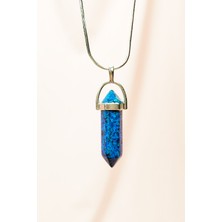 Toyigoo Labradorit Doğal Taşı Zincirli El Yapımı Tasarımlı Kolye Uç: 3,5 cm Zincir: 20 cm Kutulu Tyg