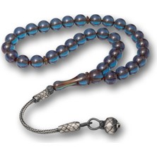 İntora Gümüş Top Kazaz Püsküllü Şeffaf Sıkma Kehribar Tesbih