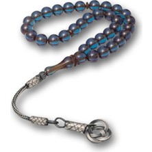 İntora Gümüş Kazaz Püsküllü Şeffaf Sıkma Kehribar Tesbih