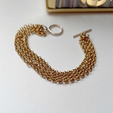 İz Jewel Iz Jewel 925 Ayar Gümüş Altın Kaplama Zincir Bileklik