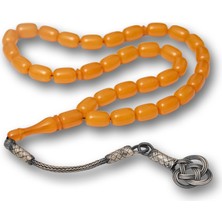 İntora Gümüş Kazaz Püsküllü Kapsül Kesim Sarı Sıkma Kehribar Tesbih